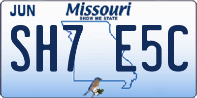 MO license plate SH7E5C