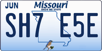 MO license plate SH7E5E