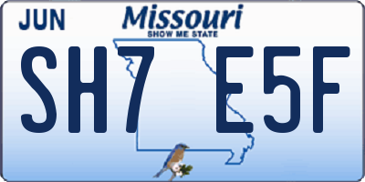 MO license plate SH7E5F
