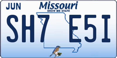 MO license plate SH7E5I