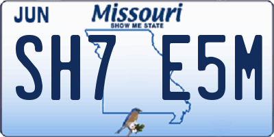 MO license plate SH7E5M
