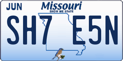 MO license plate SH7E5N