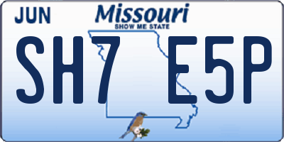 MO license plate SH7E5P