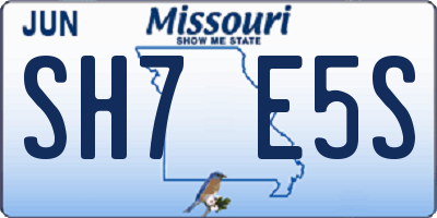 MO license plate SH7E5S