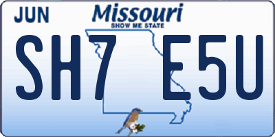 MO license plate SH7E5U