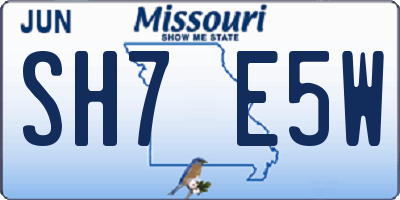 MO license plate SH7E5W