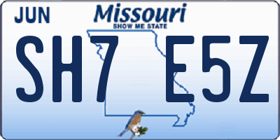 MO license plate SH7E5Z