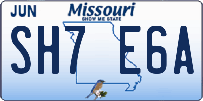 MO license plate SH7E6A