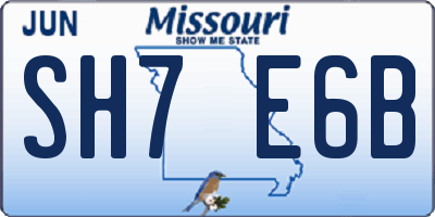MO license plate SH7E6B