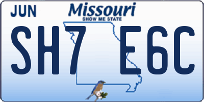 MO license plate SH7E6C