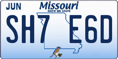 MO license plate SH7E6D