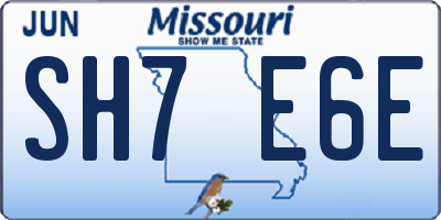 MO license plate SH7E6E
