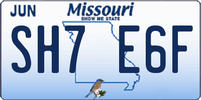 MO license plate SH7E6F