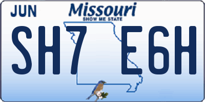 MO license plate SH7E6H