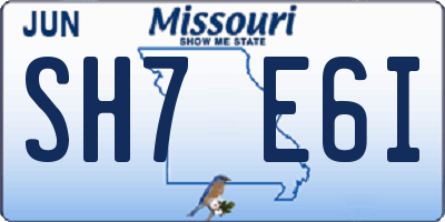 MO license plate SH7E6I