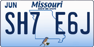 MO license plate SH7E6J