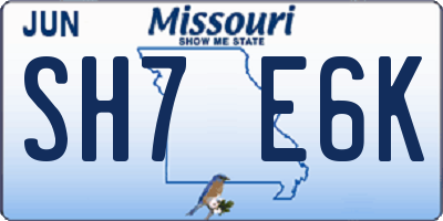 MO license plate SH7E6K