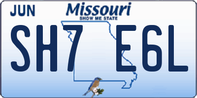 MO license plate SH7E6L