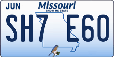 MO license plate SH7E6O