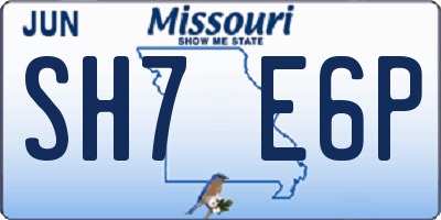 MO license plate SH7E6P