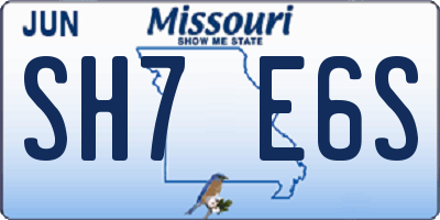 MO license plate SH7E6S