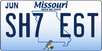 MO license plate SH7E6T