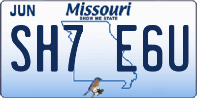 MO license plate SH7E6U