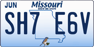 MO license plate SH7E6V