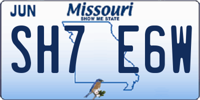 MO license plate SH7E6W