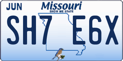 MO license plate SH7E6X