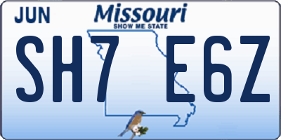 MO license plate SH7E6Z