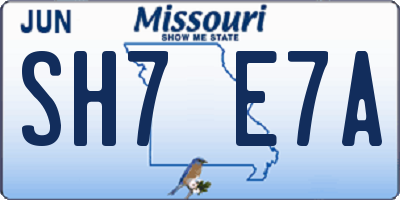 MO license plate SH7E7A
