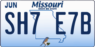 MO license plate SH7E7B