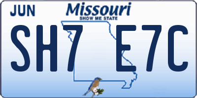 MO license plate SH7E7C
