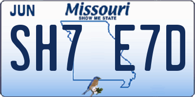 MO license plate SH7E7D