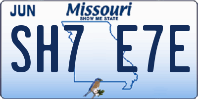 MO license plate SH7E7E