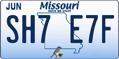 MO license plate SH7E7F