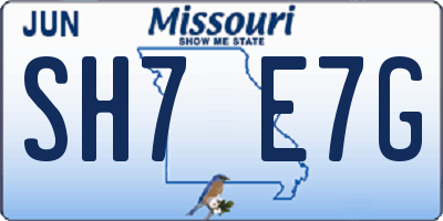 MO license plate SH7E7G