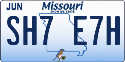 MO license plate SH7E7H