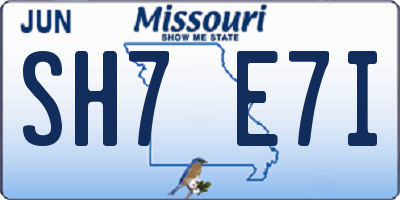 MO license plate SH7E7I