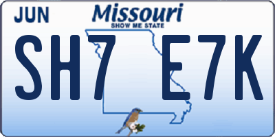 MO license plate SH7E7K