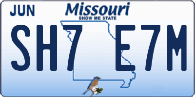 MO license plate SH7E7M