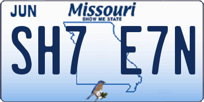 MO license plate SH7E7N