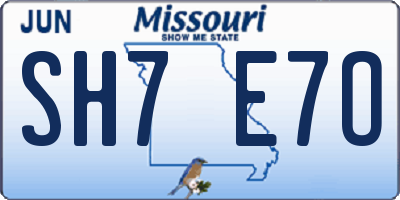 MO license plate SH7E7O
