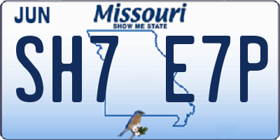 MO license plate SH7E7P