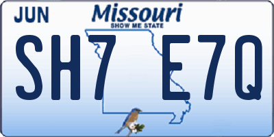 MO license plate SH7E7Q