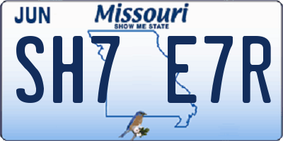 MO license plate SH7E7R