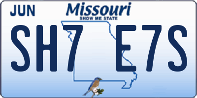 MO license plate SH7E7S