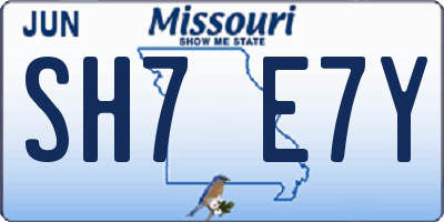 MO license plate SH7E7Y