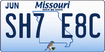 MO license plate SH7E8C